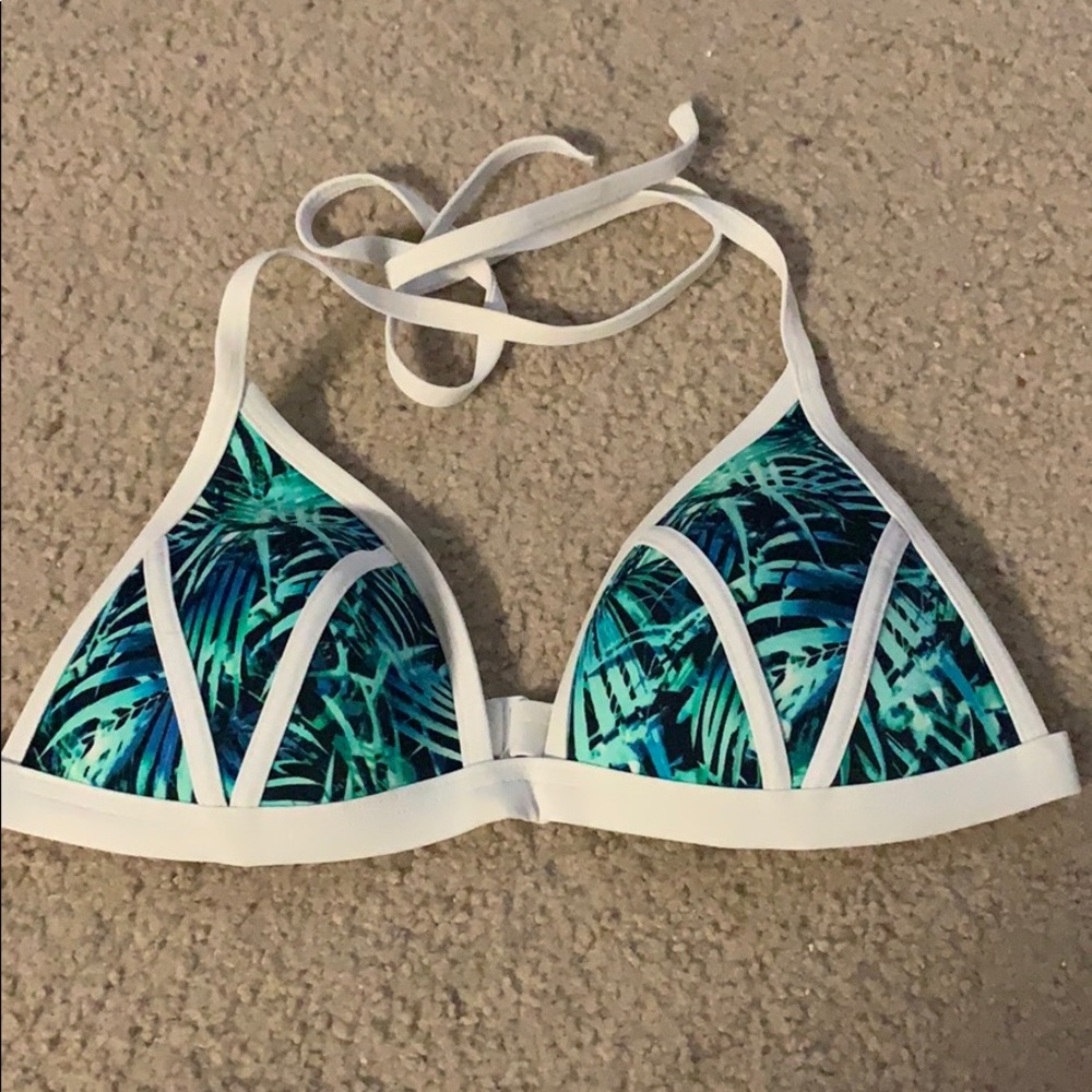 PINK Palm Leaf Bikini Top